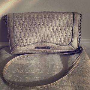 Metallic pewter small clutch crossbody